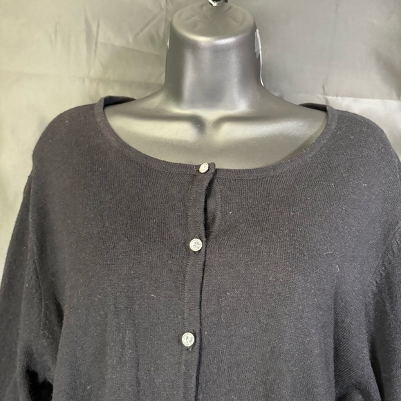 Oscar de La Renta Women’s Black Round Neck Silk Blend Cardigan Rea XO NWT - Picture 3 of 16